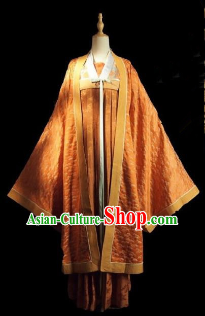 Chinese Ancient Court Lady Costume Historical Drama Royal Nirvana Song Dynasty Orange Hanfu Dress for Women