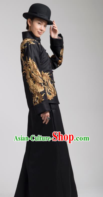 Drama WuXin The Monster Killer Ancient Republic of China Yue Qiluo Black Costume and Headpiece for Women