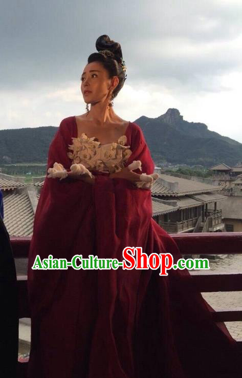 Chinese Ancient Crown Princess Red Hanfu Dress Drama Go Princess Go Costume and Headpiece for Women