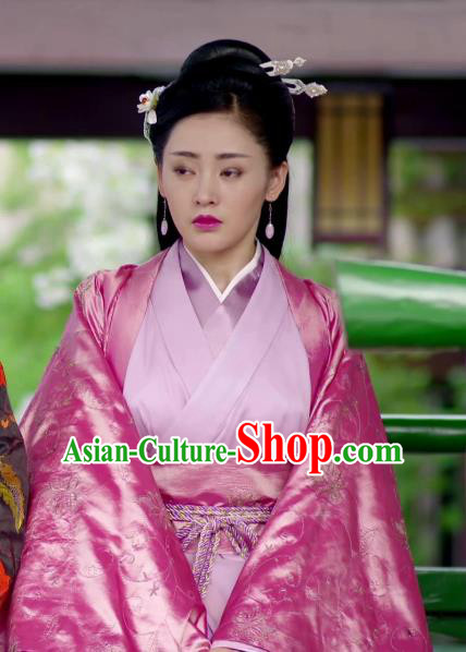 Chinese Ancient Crown Princess Pink Hanfu Dress Drama Go Princess Go Costume and Headpiece for Women