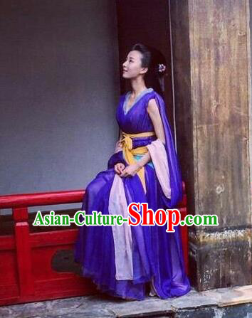 Chinese Ancient Imperial Consort Purple Hanfu Dress Drama Go Princess Go Costume and Headpiece for Women