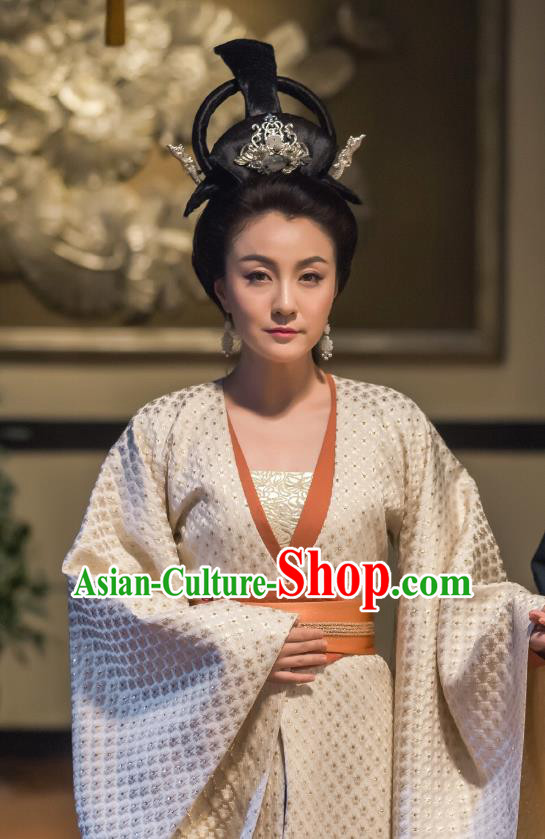 Chinese Ancient Dowager Consort Hanfu Dress Drama Legend of Yun Xi Costume and Headpiece for Women