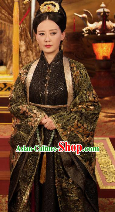 Chinese Ancient Empress Dowager Hanfu Dress Drama Legend of Yun Xi Costume and Headpiece for Women