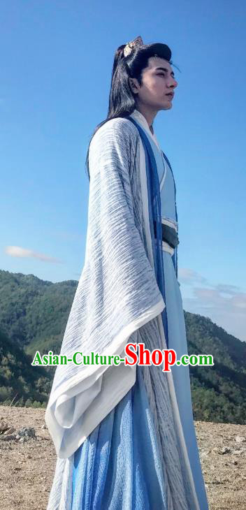 Chinese Ancient Second Prince Gu Qishao Clothing Historical Drama Legend of Yun Xi Costume and Headpiece for Men