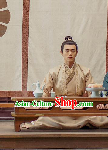 Chinese Ancient Tang Dynasty Swordsman Xiao Song Clothing Historical Drama Miss Truth Costume and Headpiece for Men