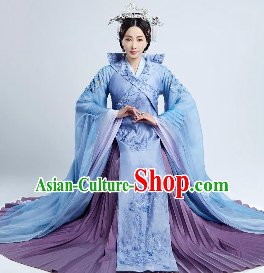 Drama The Love Lasts Two Minds Chinese Ancient Noble Dame Yuan Hanfu Dress Costume and Headpiece for Women