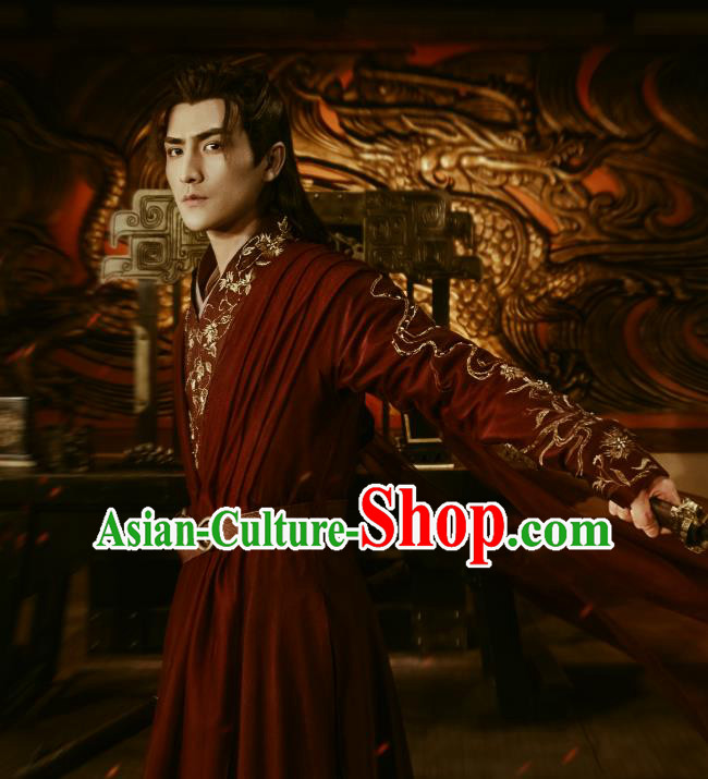 Chinese Ancient Royal Prince Mu Beiyan Clothing Historical Drama The Love Lasts Two Minds Costume and Headpiece for Men