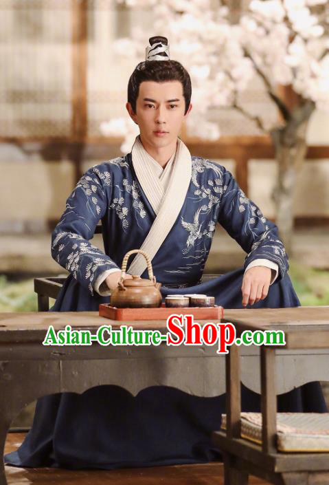 Chinese Ancient Noble Prince Jing Ci Clothing Historical Drama The Love Lasts Two Minds Costume and Headpiece for Men