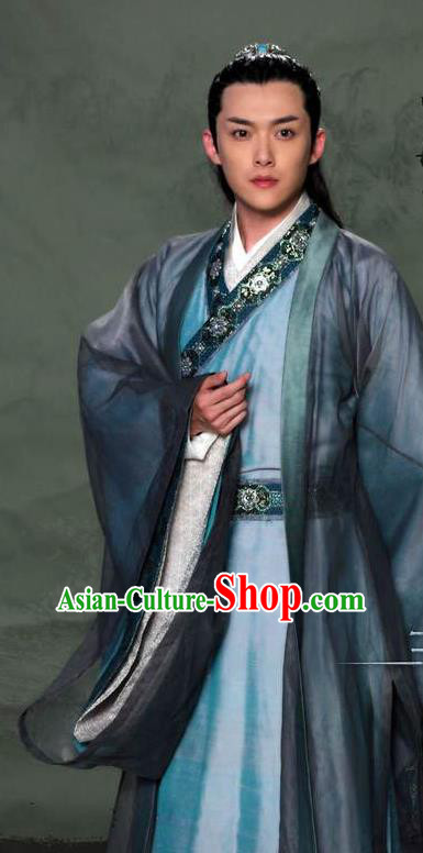 Chinese Ancient Royal Prince Gu Zhaohui Clothing Historical Drama Colourful Bone Costume and Headpiece for Men