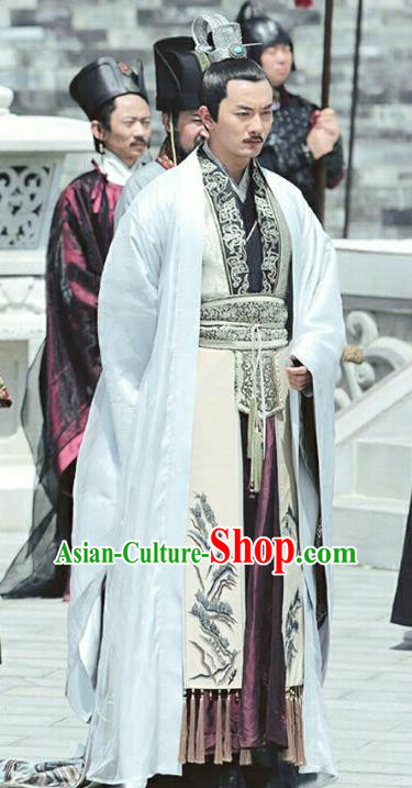 Chinese Ancient Official Chancellor Feng Ruge Clothing Historical Drama Colourful Bone Costume and Headpiece for Men