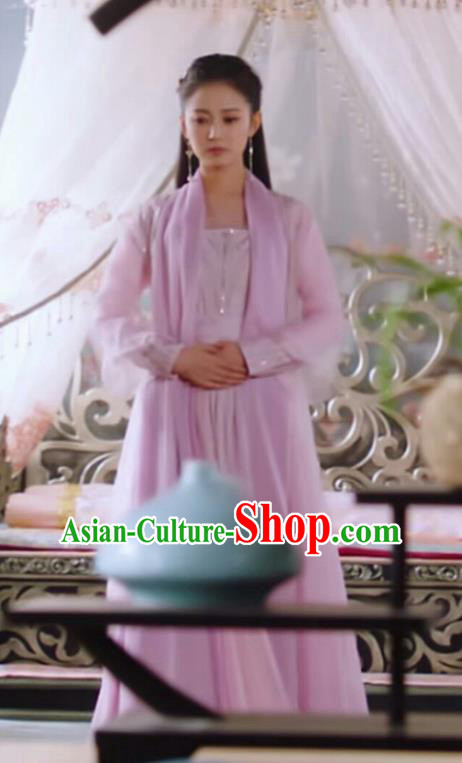 Chinese Ancient Royal Infanta Pink Hanfu Dress Drama The Love Lasts Two Minds Costume and Headpiece for Women