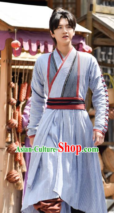 Chinese Ancient Young Swordsman Xiao Yuer Clothing Historical Drama Handsome Siblings Costume and Headpiece for Men