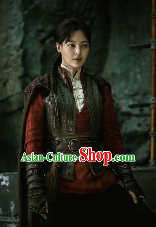 Chinese Drama Xin Zhilei Candle in The Tomb The Wrath of Time Grave Robber Lady Red Costume and Headpiece for Women