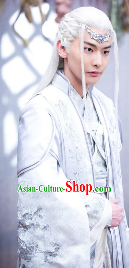 Chinese Ancient Royal Prince Mo Yihuai Clothing Historical Drama The Eternal Love Costume and Headwear for Men