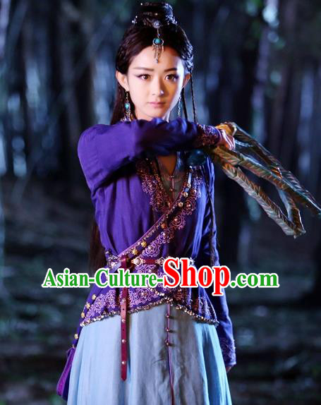 Chinese Historical Drama The Legend of Zu Ancient Fairy Swordsman Yu Wuxin Costume and Headpiece for Women