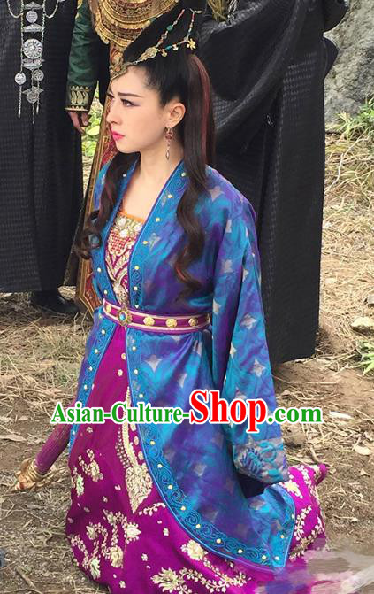 Chinese Historical Drama The Legend of Zu Ancient Demon Fairy Tu Mei Costume and Headpiece for Women