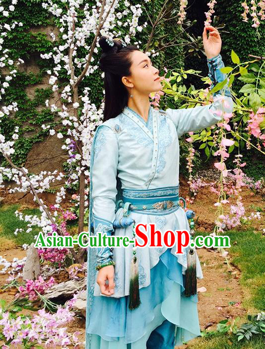 Chinese Historical Drama The Legend of Zu Ancient Swordsman Zhou Qingyun Costume and Headpiece for Women