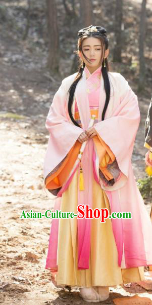 Chinese Historical Drama The Eternal Love Ancient Rani Qu Tan Er Costume and Headpiece for Women