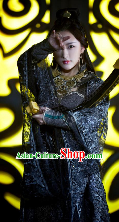 Chinese Historical Drama Swords of Legends Ancient Female Presbyter Hua Yue Costume and Headpiece for Women