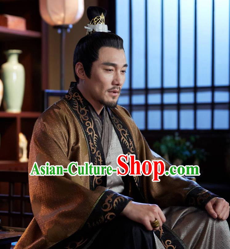 Swords of Legends Chinese Ancient Royal Duke Yue Shaocheng Clothing Historical Drama Costume and Headwear for Men