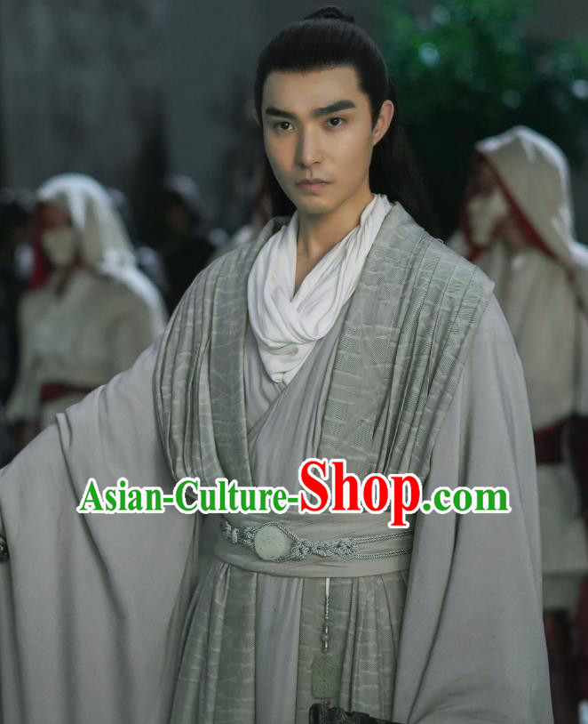 Chinese Drama Princess Silver Ancient Noble Childe Wu Xiangzi Historical Costume and Headwear for Men