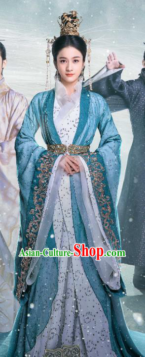 Chinese Ancient Crown Princess Rong Le Historical Drama Princess Silver Costume and Headpiece for Women