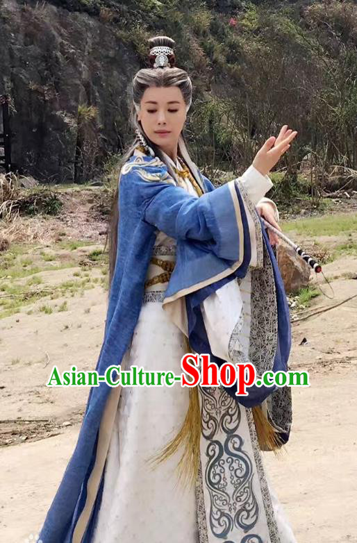 Chinese Historical Drama Swords of Legends Ancient Taoist Nun Costume and Headpiece for Women