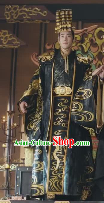 Chinese Drama Princess Silver Ancient Emperor Wu You Historical Costume and Headwear for Men
