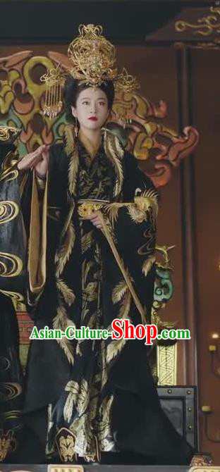Chinese Ancient Empress Rong Le Historical Drama Princess Silver Costume and Headpiece for Women