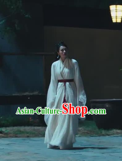 Chinese Ancient Princess Rong Le White Historical Drama Princess Silver Costume and Headpiece for Women