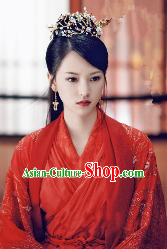 Chinese Ancient Princess Chen Yu Red Hanfu Dress Historical Drama Princess Silver Pink Costume and Headpiece for Women