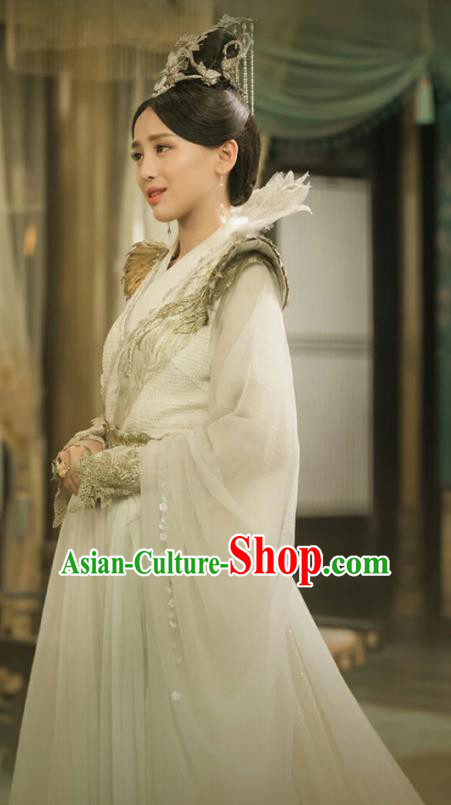 Chinese Ancient Imperial Concubine Ban Ling Er Hanfu Dress Historical Drama Legend of the Phoenix Costume and Headpiece for Women
