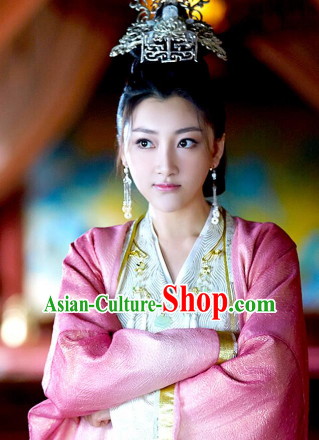 Chinese Historical Drama Swords of Legends Ancient Royal Princess Zhaoning Costume and Headpiece for Women