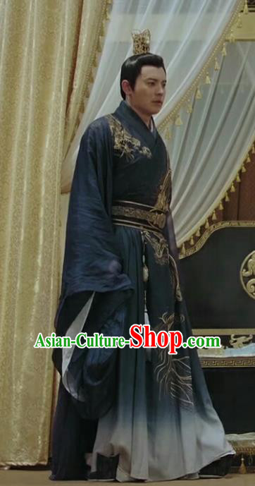 Chinese Drama Legend of the Phoenix Ancient Emperor Pang Tong Historical Costume and Headwear for Men