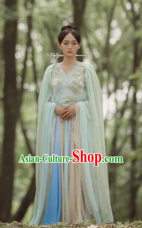 Chinese Ancient Female Swordsman Ye Ningzhi Hanfu Dress Historical Drama Legend of the Phoenix Costume and Headpiece for Women