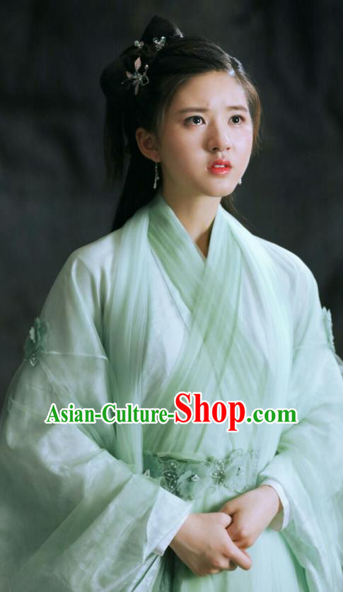 Chinese Historical Drama Love Better Than Immortality Ancient Female Swordsman Chun Hua Costume and Headpiece for Women