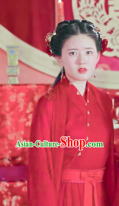 Chinese Drama Love Better Than Immortality Ancient Young Lady Wedding Historical Costume and Headpiece for Women