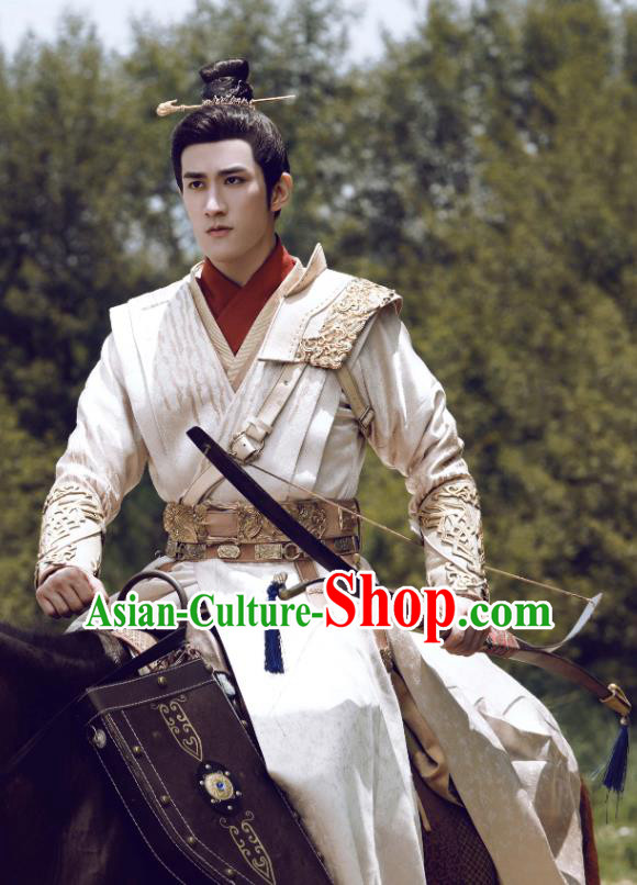 Chinese Drama Princess Silver Ancient Prince Wu You Historical Costume and Headwear for Men