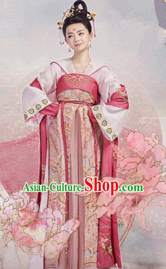 Chinese Ancient Court Princess Li Mingyue Hanfu Dress Historical Drama The Love By Hypnotic Costume and Headpiece for Women