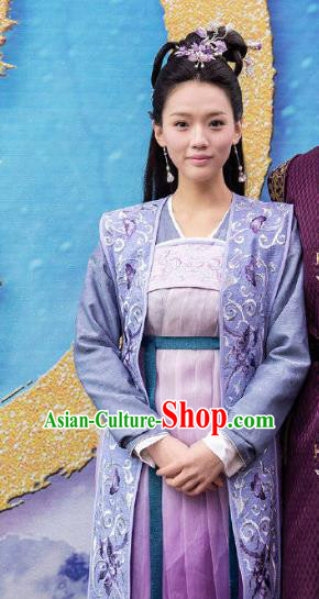 Chinese Ancient Noble Lady Qiao Huixin Hanfu Dress Historical Drama The Love By Hypnotic Costume and Headpiece for Women