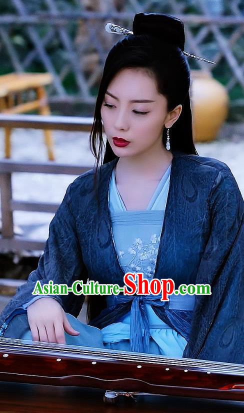 Chinese Ancient Female Swordsman Li Jilan Hanfu Dress Historical Drama The Love By Hypnotic Costume and Headpiece for Women