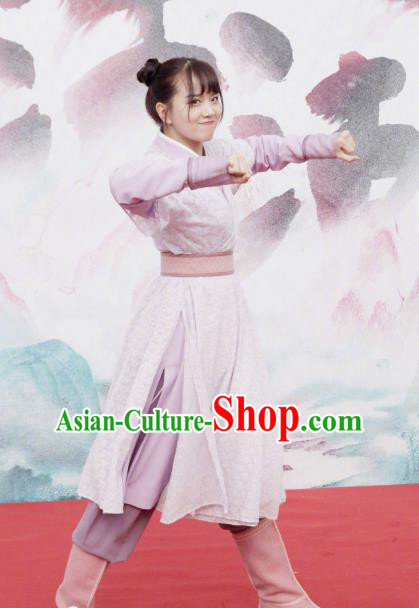 Chinese Ancient Maidservant Mu Yu Er Hanfu Dress Historical Drama Lovely Swords Girl Costume and Headpiece for Women