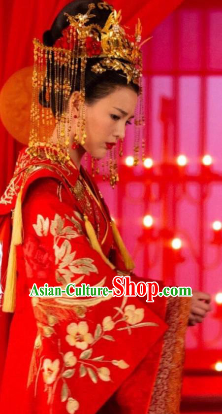 Chinese Ancient Princess Consort Qiao Huixin Wedding Hanfu Dress Historical Drama The Love By Hypnotic Costume and Headpiece for Women