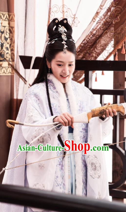 Chinese Ancient Princess Li Mingyue Hanfu Dress Historical Drama The Love By Hypnotic Tang Dynasty Costume and Headpiece for Women