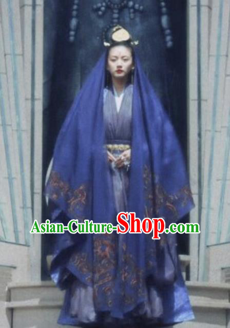 Chinese Ancient Swordsman Princess Ming He Hanfu Dress Historical Drama Listening Snow Tower Costume and Headpiece for Women