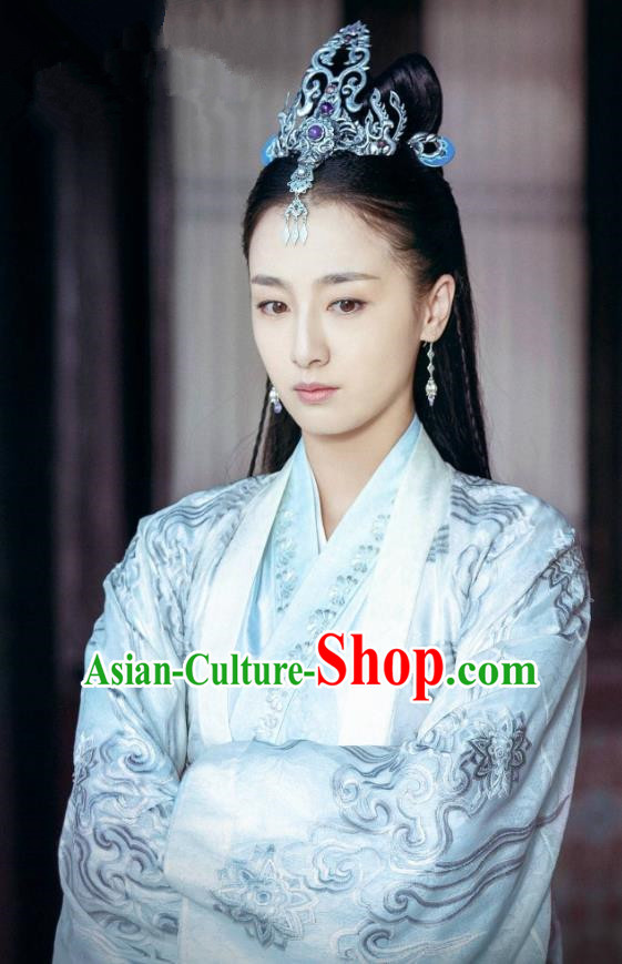 Chinese Historical Drama Ancient Swordsman Hostess Shangguan Xi Hanfu Dress Under the Power Costume and Headpiece for Women