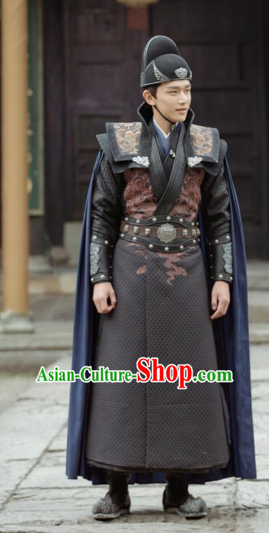 Drama Under the Power Chinese Ancient Ming Dynasty Imperial Guard Cen Fu Costume and Headpiece Complete Set