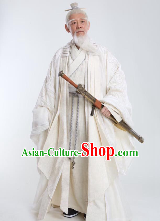 Drama Sword Dynasty Chinese Ancient Swordsman Xue Wangxu Costume and Headpiece Complete Set