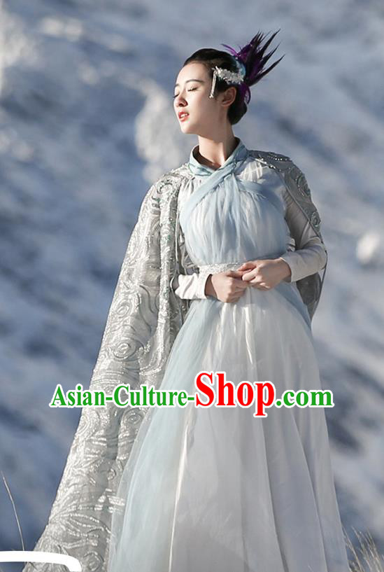 Chinese Ancient Goddess Jiu You Dress Historical Drama The Great Ruler Costume and Headpiece for Women