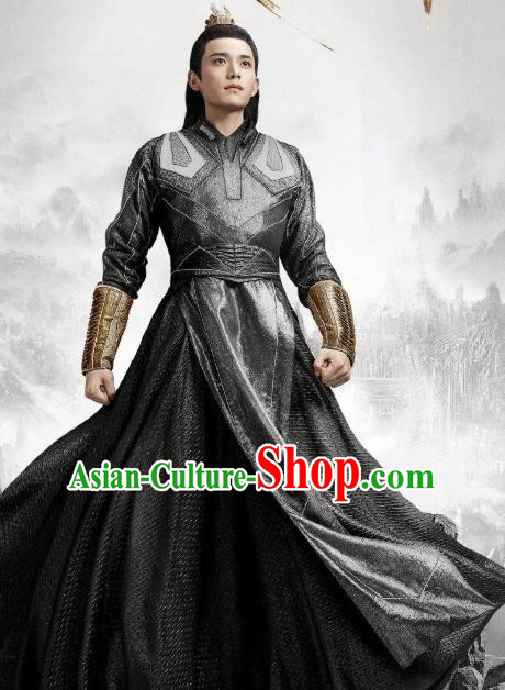 Drama The Great Ruler Chinese Ancient Swordsman Liu Mubai Costume and Headpiece Complete Set